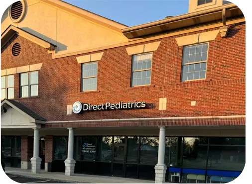 The Direct Pediatrics office in Middletown, a brick storefront with the practice sign over the entrance.